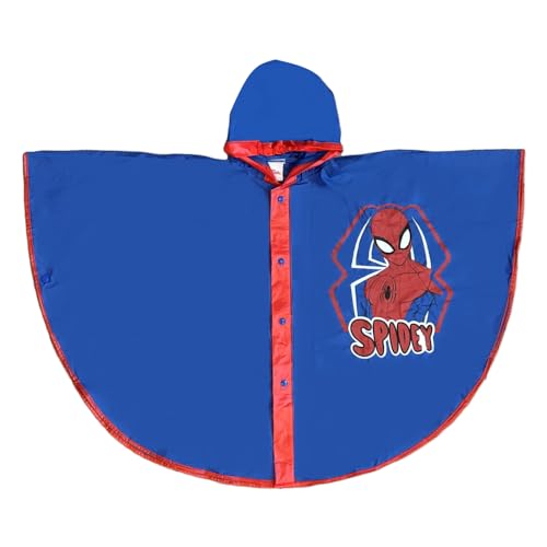 CARTOON Regenmantel Spiderman Marvel Regenjacke Kinder Regenponcho mit Kapuze und Knopfverschluss, rot, 7-8 Jahre von CARTOON