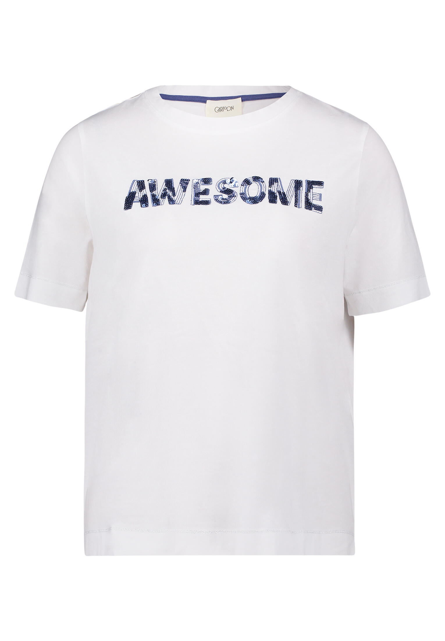 CARTOON - Rundhals-Shirt patch cream/blue - Gr. - 46 von CARTOON