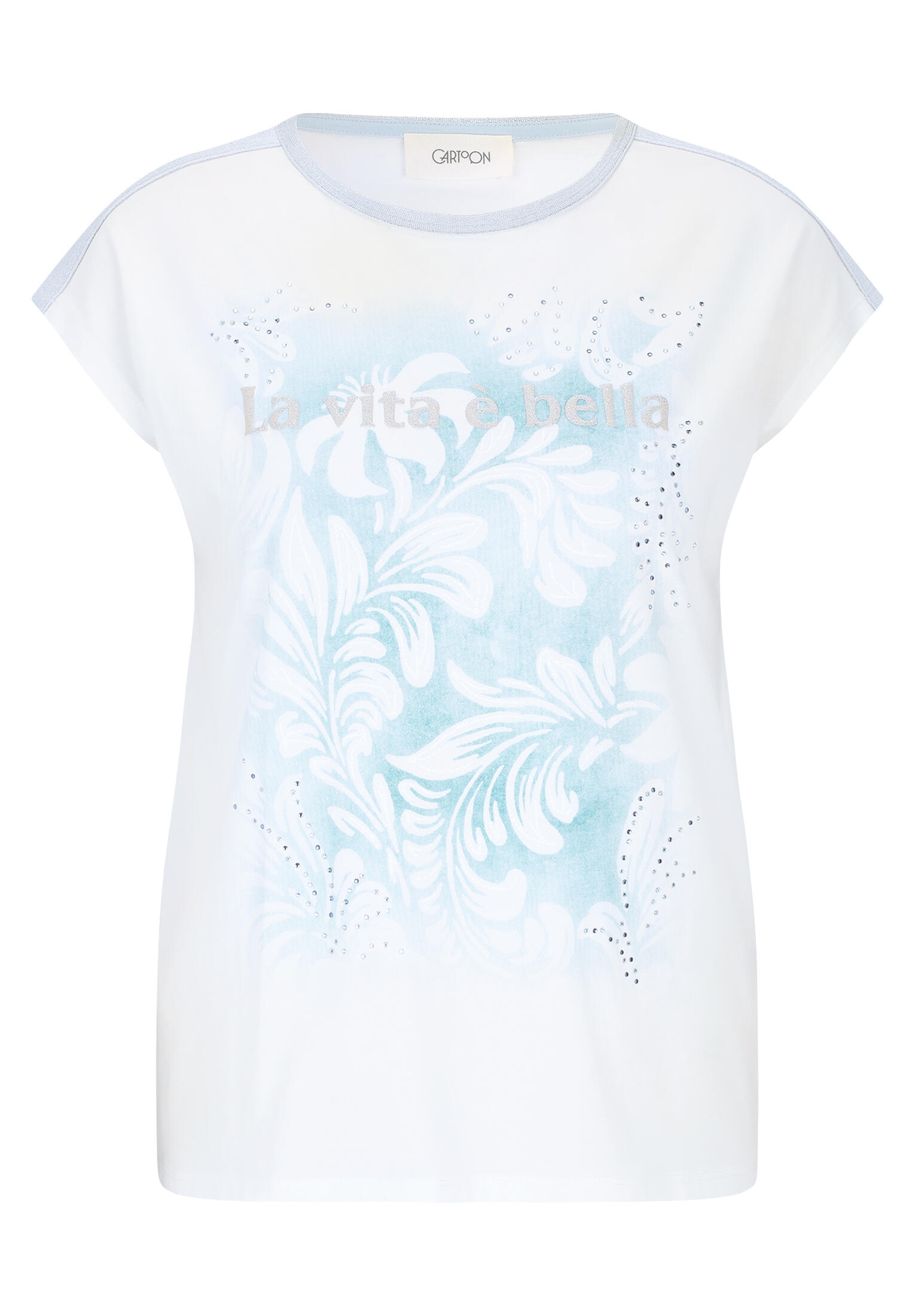 CARTOON - Rundhals-Shirt patch cream/light blue - Gr. - 42 von CARTOON