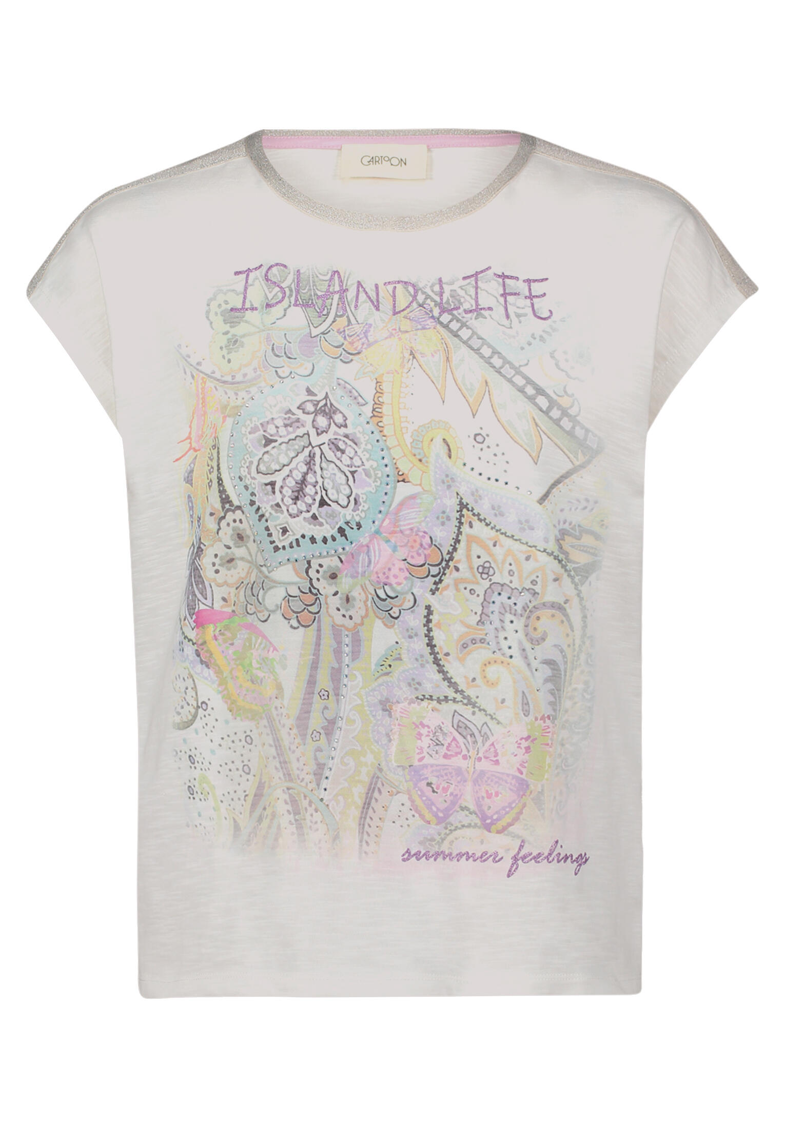 CARTOON - Rundhals-Shirt patch cream/rosé - Gr. - 36 von CARTOON