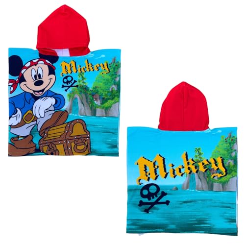 CARTOON Strandponcho Bademantel für Kinder Größe 55 x 110 cm aus Polyester-Mikrofaser Strand Pool, Mickey Maus, Einheitsgröße von CARTOON