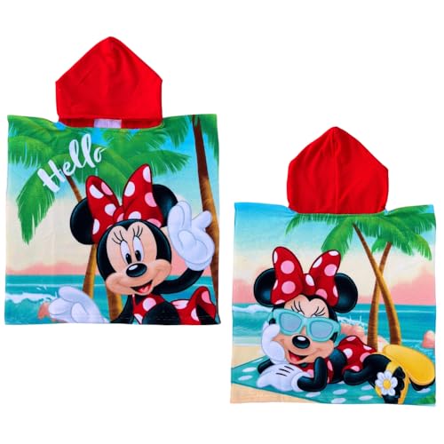 CARTOON Strandponcho Bademantel für Kinder Größe 55 x 110 cm aus Polyester-Mikrofaser Strand Pool, Minnie Maus, Einheitsgröße von CARTOON