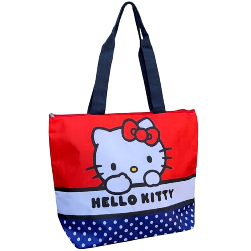 CARTOON Strandtasche Hello Kitty Schultertasche aus Stoff mit Griffen 45 cm Strandzubehör von CARTOON