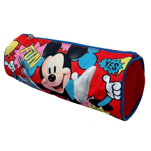 CARTOON Tombolino Federmäppchen, rund, Schule, Schreibwaren, Organizer, Stiftehalter, Buntstifte, rot, 22 x 8 x 8 cm, Mickey (3) von CARTOON