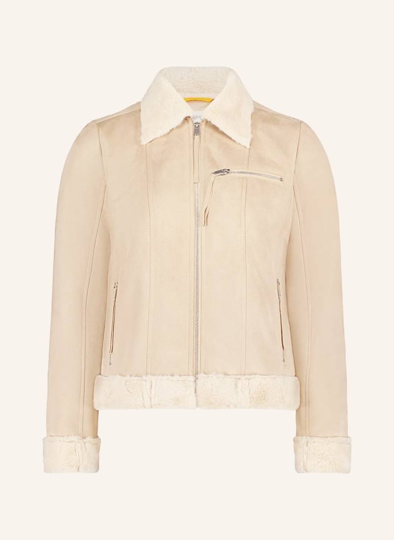 Cartoon Jacke In Lederoptik Mit Kunstfell beige von CARTOON