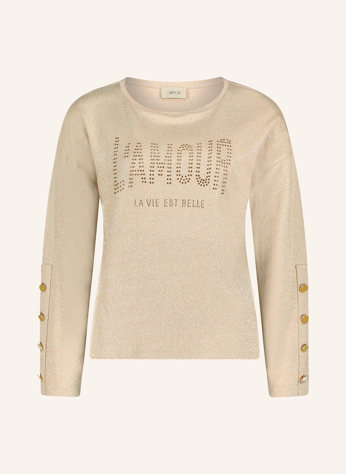 Cartoon Sweatshirt Mit Schmucksteinen Und Glitzergarn beige von CARTOON