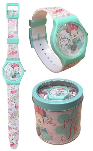 Disney Minnie Mouse Kinder Armbanduhr Analog in Blechdose, mehrfarbig, Gurt von CARTOON