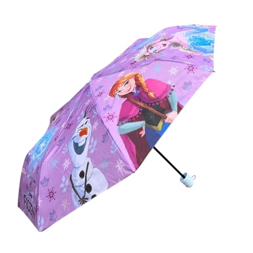Regenschirm Faltbar Frozen Disney Zubehör Regenschirm Faltbarer Regenschirm Kinder Metallgestell Manuelle Öffnung, mehrfarbig von CARTOON