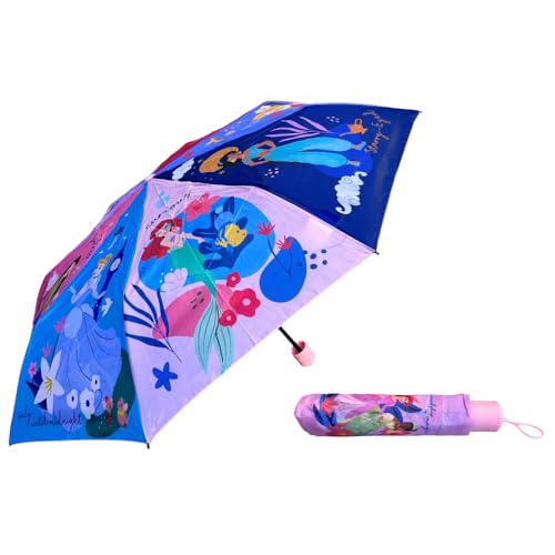 Regenschirm Faltschirm Disney Prinzessinnen Regenzubehör Faltbarer Regenschirm Kinder Fiberglas Gestell Automatisches Öffnen, mehrfarbig von CARTOON
