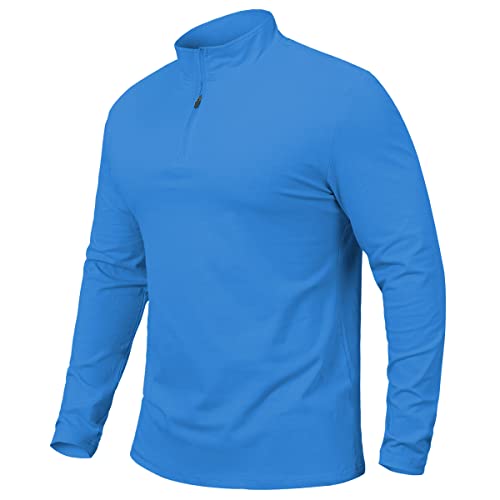 CARWORNIC Herren Half Zip Langarmshirt Leicht Atmungsaktiv Outdoor Wandern Baumwoll-Shirts Casual Golf Sport Tops Laufshirt 1/4 Zip Pullover mit Stehkragen von CARWORNIC