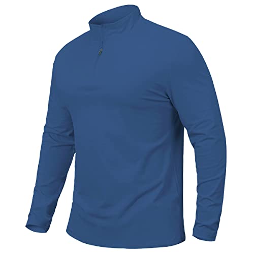 CARWORNIC Herren Half Zip Langarmshirt Leicht Atmungsaktiv Outdoor Wandern Baumwoll-Shirts Casual Golf Sport Tops Laufshirt 1/4 Zip Pullover mit Stehkragen von CARWORNIC