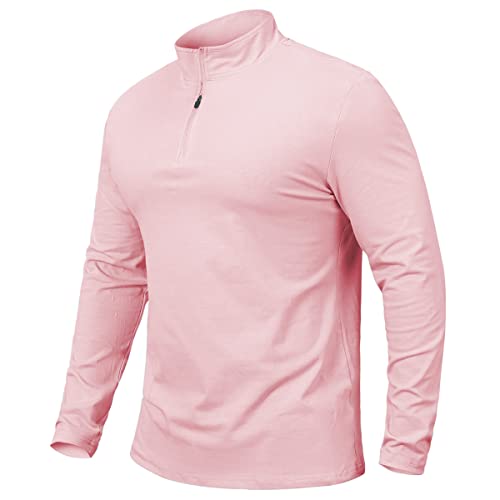 CARWORNIC Herren Half Zip Langarmshirt Leicht Atmungsaktiv Outdoor Wandern Baumwoll-Shirts Casual Golf Sport Tops Laufshirt 1/4 Zip Pullover mit Stehkragen von CARWORNIC