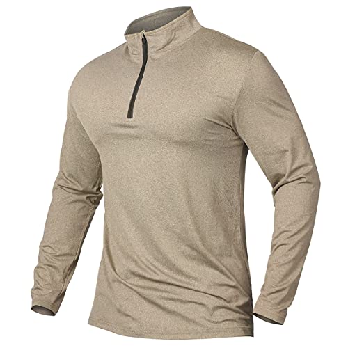 CARWORNIC Herren Langarmshirt Half Zip Sportshirt Laufshirt 1/4 Zip Pullover Leicht Atmungsaktiv Gym Jogging Trainingsshirt mit Stehkragen von CARWORNIC