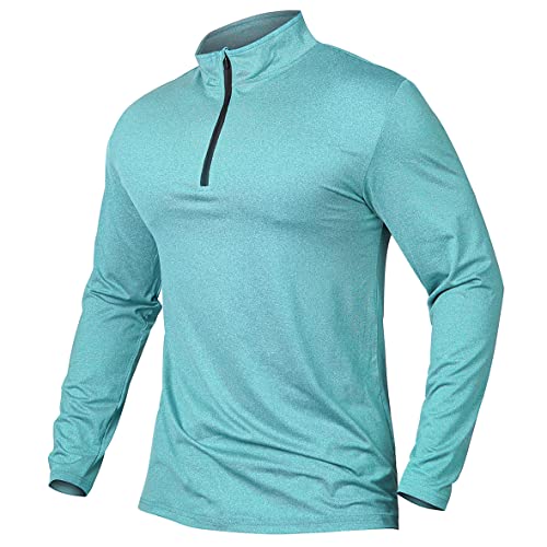 CARWORNIC Herren Langarmshirt Half Zip Sportshirt Laufshirt 1/4 Zip Pullover Leicht Atmungsaktiv Gym Jogging Trainingsshirt mit Stehkragen von CARWORNIC