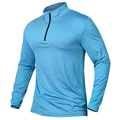 CARWORNIC Herren Langarmshirt Half Zip Sportshirt Laufshirt 1/4 Zip Pullover Leicht Atmungsaktiv Gym Jogging Trainingsshirt mit Stehkragen von CARWORNIC