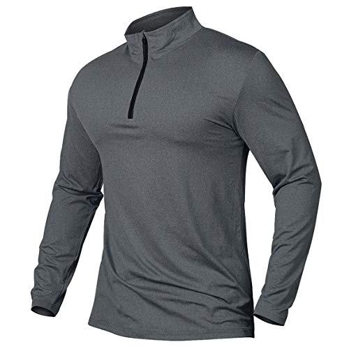 CARWORNIC Herren Langarmshirt Half Zip Sportshirt Laufshirt 1/4 Zip Pullover Leicht Atmungsaktiv Gym Jogging Trainingsshirt mit Stehkragen von CARWORNIC