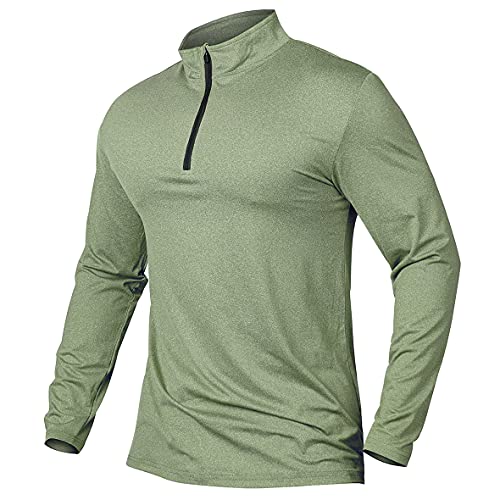 CARWORNIC Herren Langarmshirt Half Zip Sportshirt Laufshirt 1/4 Zip Pullover Leicht Atmungsaktiv Gym Jogging Trainingsshirt mit Stehkragen von CARWORNIC