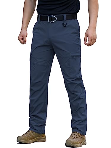 CARWORNIC Herren-Wanderhose, schnelltrocknend, leicht, wasserabweisend, für Reisen, Angeln, Outdoor, mit Reißverschlusstaschen, Marineblau, 52 von CARWORNIC