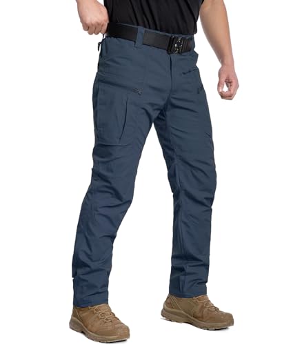 CARWORNIC Leichte taktische Hose für Herren, Ripstop-Militär-Cargohose, wasserabweisend, Outdoor-Wandern, Arbeitshose, Blau, 34W / 30L von CARWORNIC