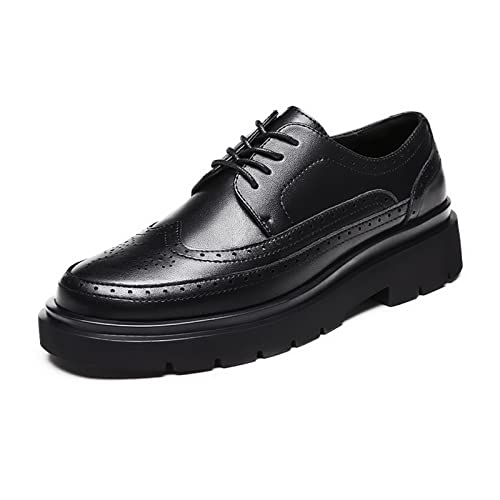 CARZE Herren Lederschuhe Herren Lederkleid Neue Jugend schwarz Business koreanische Version Trendige britische Brogue Geschnitzte Herrenschuhe Kleid Schuhe männer (Color : Black, Size : 43 EU) von CARZE