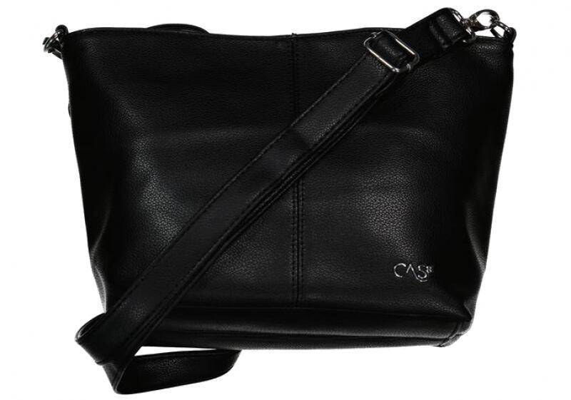 CAS8 - CAS8 Schultertasche mit Reißverschluss, Riemen mit Karabiner abnehmbar, schwarz Schwarz von CAS8