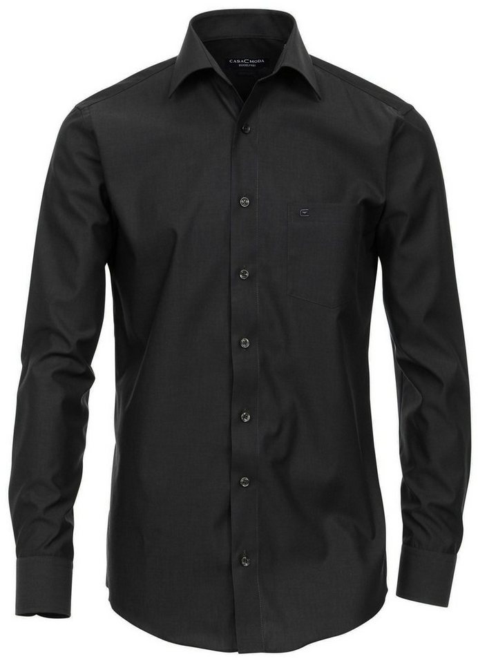 CASAMODA Businesshemd Herren Hemd Langarm Hemd uni modern fit Kentkragen, schwarz HL51, 35 von CASAMODA