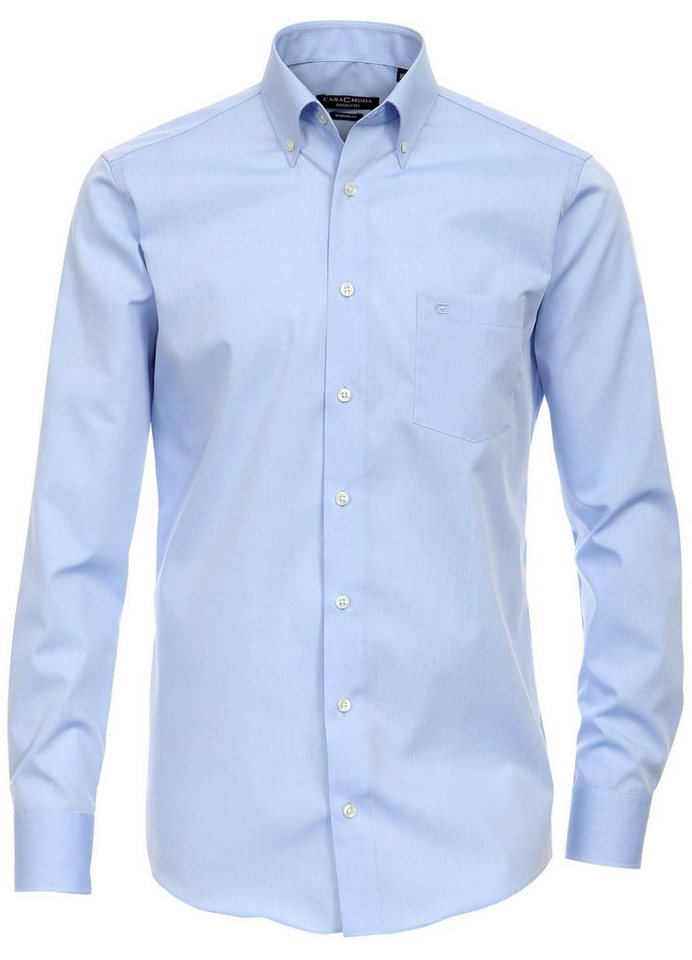 CASAMODA Businesshemd Herren Hemd Langarm Hemd uni regular fit button-down Kragen, blau HL12, 37 von CASAMODA