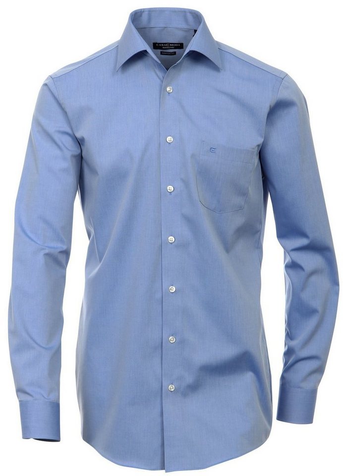 CASAMODA Businesshemd Herren Hemd extra langer Arm 69cm Langarm Hemd uni regular fit, blau HL28, 46 von CASAMODA