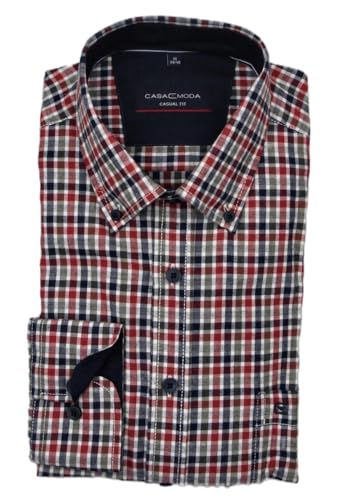 CASAMODA Casual Fit Hemd Langarm Button Down Kragen Flanell Karo blau Größe XXL von CASAMODA