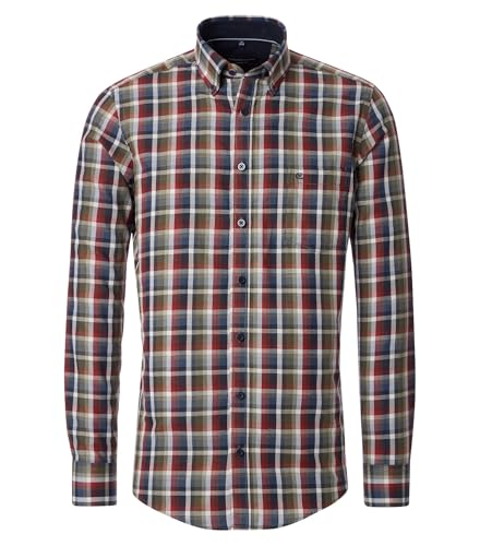 CASAMODA Casual Fit Hemd Langarm Button Down Kragen Karo rot Größe X6L von CASAMODA