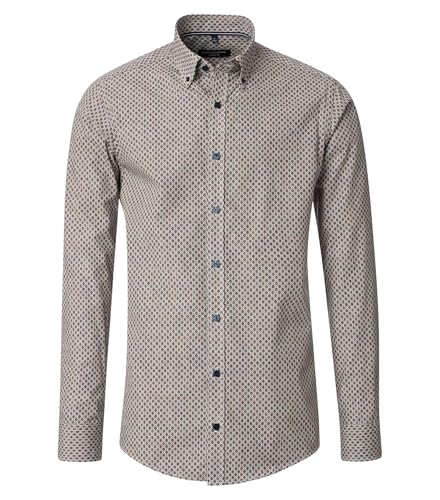 CASAMODA Casual Fit Hemd Langarm Button Down Kragen Muster blau Größe XL von CASAMODA