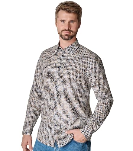 CASAMODA Casual Fit Hemd Langarm New Kent Kragen Muster blau Größe XXL von CASAMODA