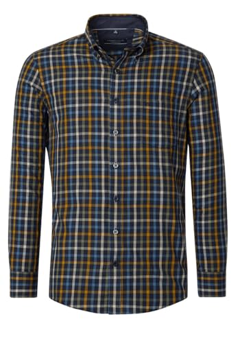 CASAMODA Comfort Fit Hemd Langarm Button Down Kragen Karo dunkelblau Größe X7L von CASAMODA