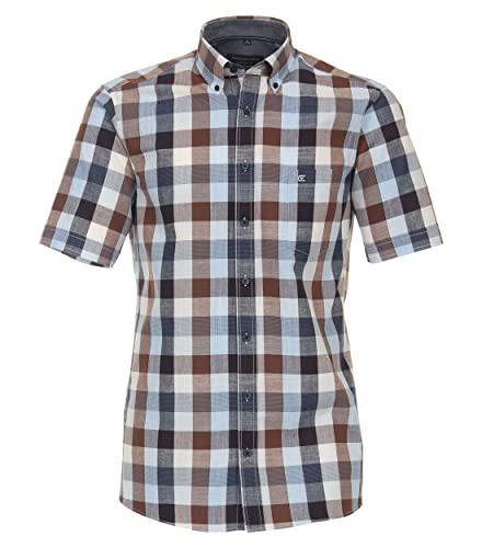 CASAMODA Freizeithemd Kurzarm kariert Comfort Fit graues Mittelblau L von CASAMODA
