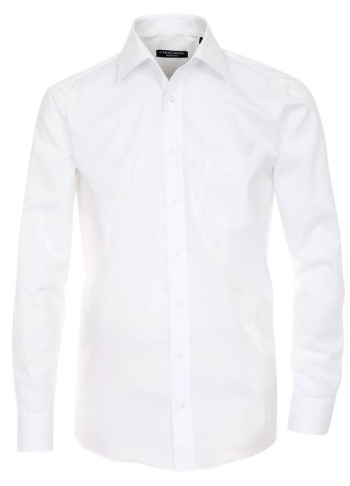 CASAMODA Langarmhemd Festliches Hochzeitshemd Herren Hemd Langarm Kentkragen Uni Umschlagmanschette comfort fit, weiß HL1, 44 von CASAMODA