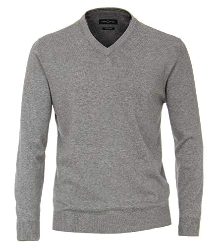 CASAMODA Herren Pullover mit V-Ausschnitt unifarben 004430 Elastischer Bund, Hellgrau - Uni (713), 5XL von CASAMODA