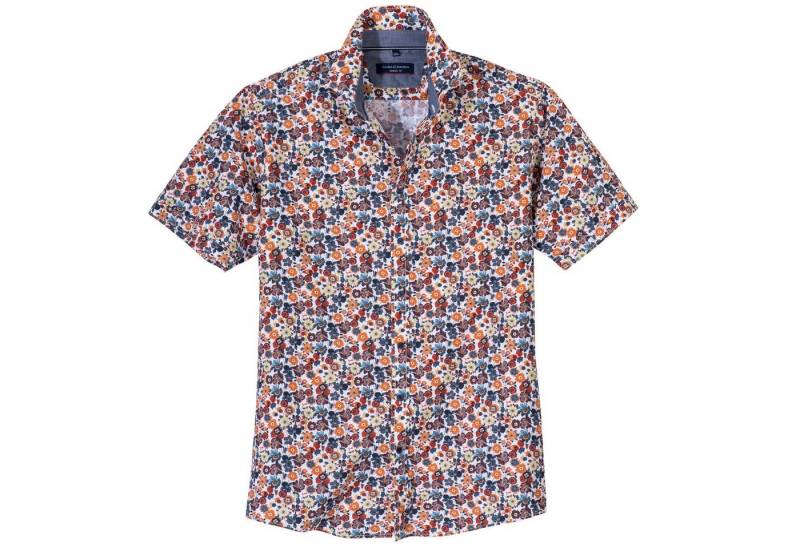 CASAMODA Kurzarmhemd CasaModa XXL Kurzarmhemd Blumenmuster blau-orange von CASAMODA