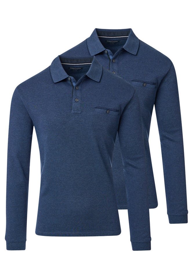 CASAMODA Langarm-Poloshirt 2er Pack Basic (Spar-Set, 2-tlg) Poloshirt - Baumwolle - Atmungsaktiv - Normale Passform von CASAMODA