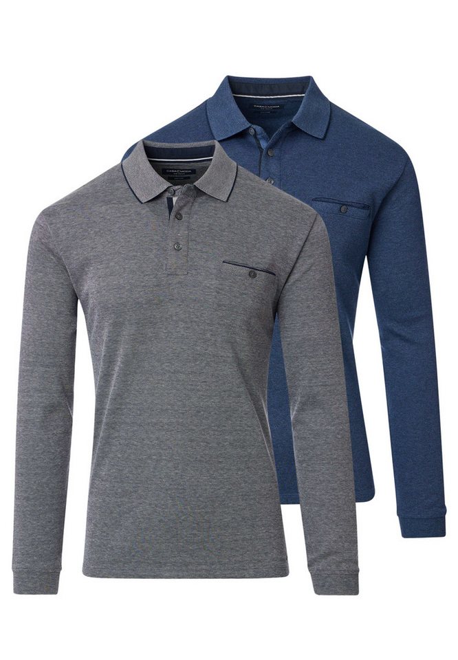 CASAMODA Langarm-Poloshirt 2er Pack Basic (Spar-Set, 2-tlg) Poloshirt - Baumwolle - Atmungsaktiv - Normale Passform von CASAMODA