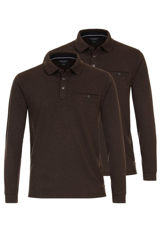 CASAMODA Langarm-Poloshirt 2er Pack Basic (Spar-Set, 2-tlg) Poloshirt - Baumwolle - Atmungsaktiv - Normale Passform von CASAMODA