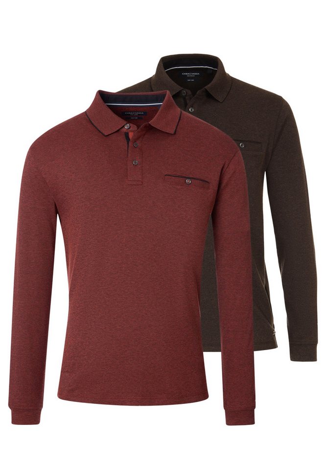 CASAMODA Langarm-Poloshirt 2er Pack Basic (Spar-Set, 2-tlg) Poloshirt - Baumwolle - Atmungsaktiv - Normale Passform von CASAMODA
