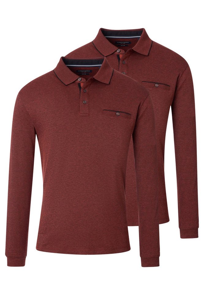 CASAMODA Langarm-Poloshirt 2er Pack Basic (Spar-Set, 2-tlg) Poloshirt - Baumwolle - Atmungsaktiv - Normale Passform von CASAMODA