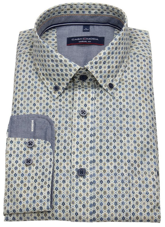 CASAMODA Langarmhemd Casamoda Comfort Fit extra langer Arm Button-Down-Kragen Kontrastknöpfe von CASAMODA