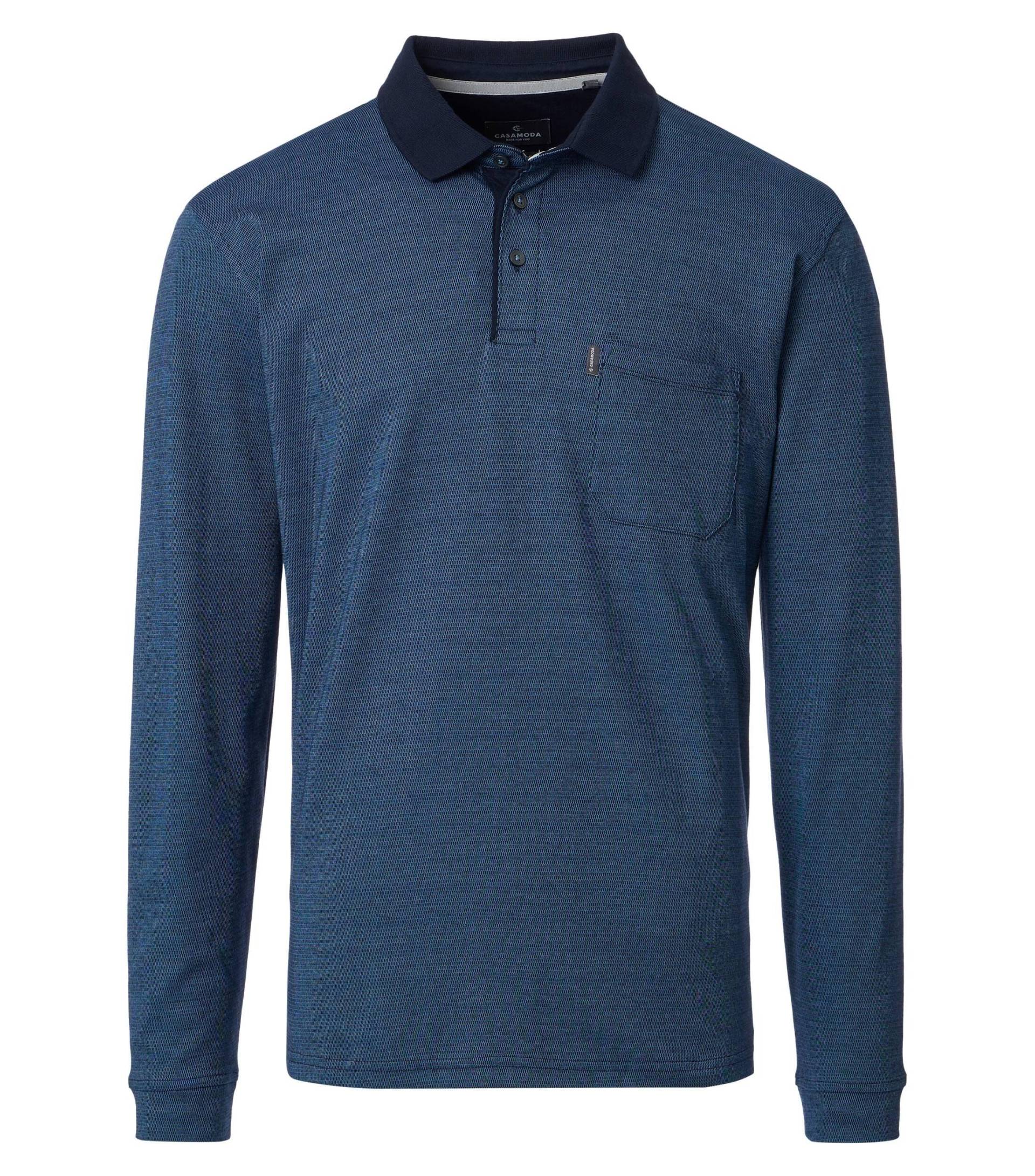 CASAMODA - Polo-Shirt Langarm aqua bis petrol - Gr. - XXL von CASAMODA