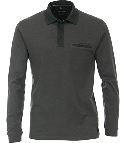 CASAMODA Polo-Shirt Langarm gestreift Olive XL von CASAMODA