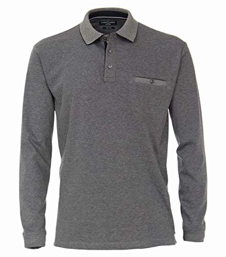 CASAMODA Polo-Shirt Langarm gestreift graues Mittelblau 4XL von CASAMODA