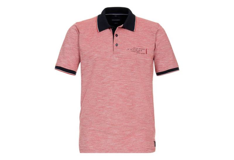 CASAMODA Poloshirt CasaModa Stretch-Polo rot melange Mini-Print XXL von CASAMODA