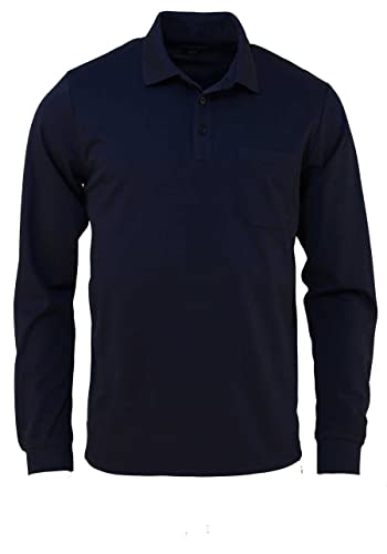 CASAMODA Poloshirt Langarm Polokragen geknöpft Nachtblau Größe X4L von CASAMODA