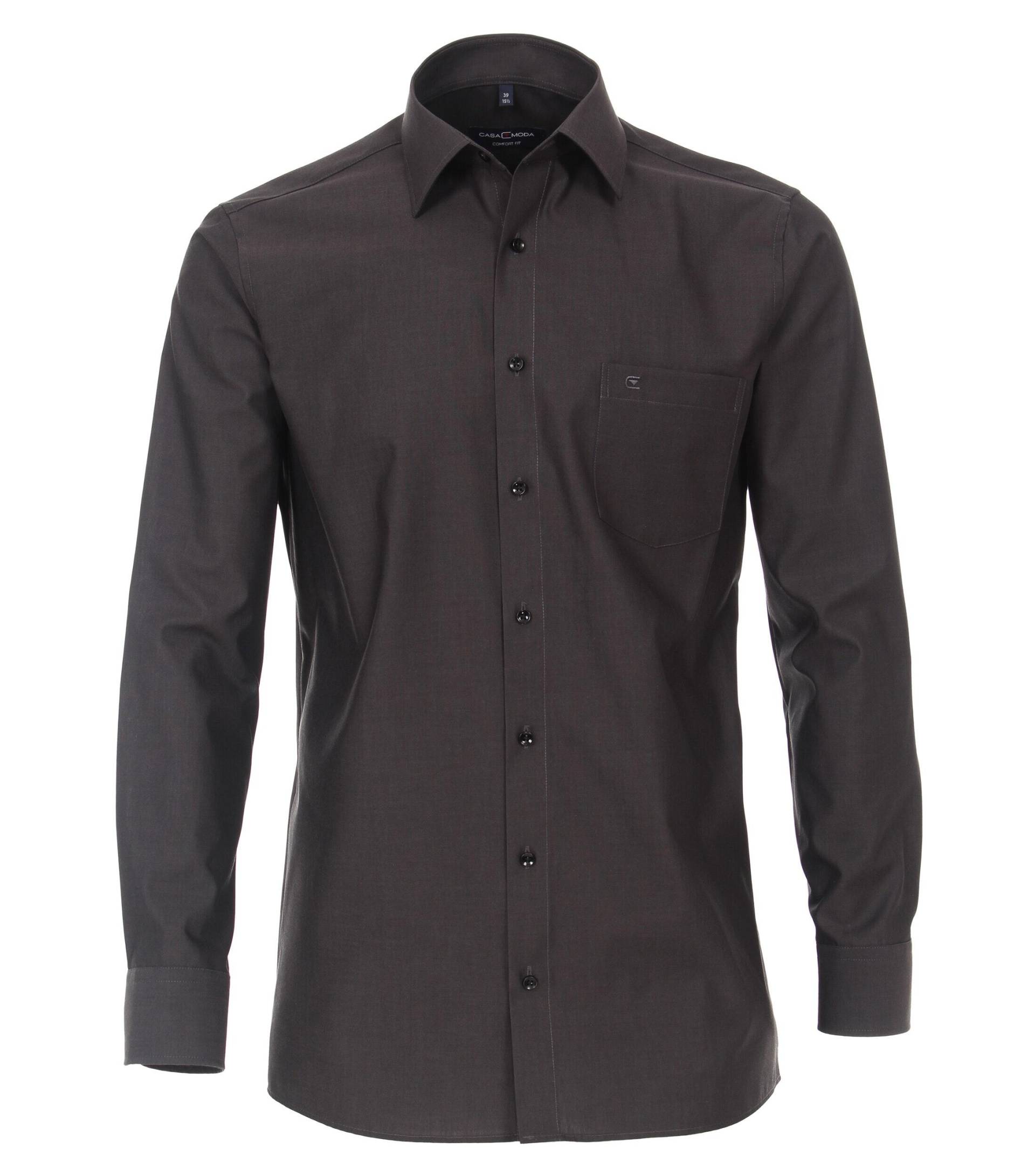 CASAMODA - Popeline Hemd uni 006050 anthrazit - Gr. - 49 von CASAMODA