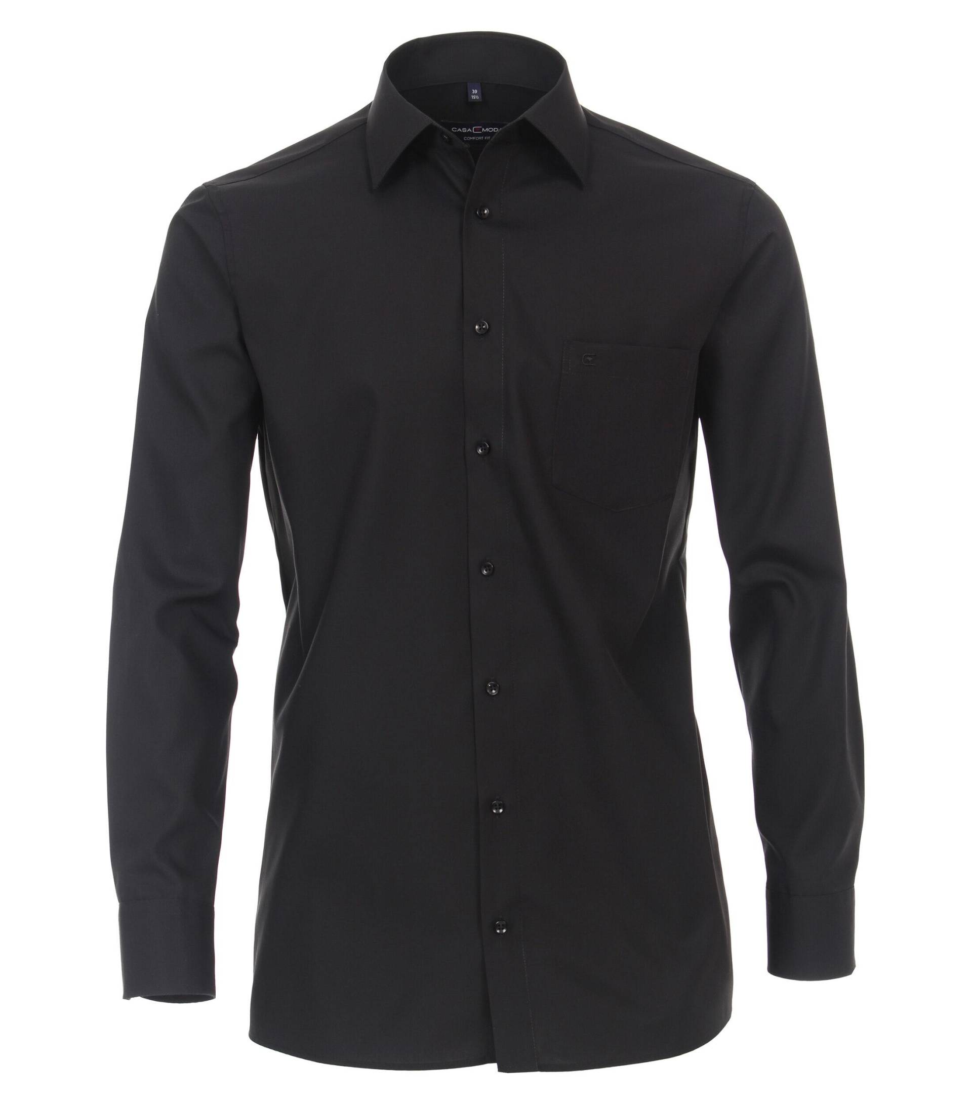 CASAMODA - Popeline Hemd uni 006050 schwarz - Gr. - 51 von CASAMODA